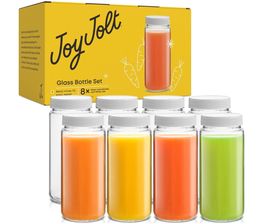 20 Sets  16 Oz Reusable Glass Bottles with Caps.  Juicing Bottles with Lids