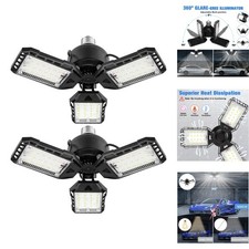 2 Pack LED Garage Lights 80W 8000LM Deformable Shop Ceiling Light Bulb E26/E27