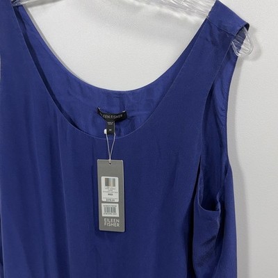 eileen fisher drop waist silk dress Eileen Fisher Scoop neck drop waist Maxi dress 100% silk sapphire size  med.NWT