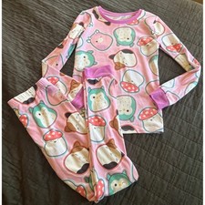 Squishmallows Girls Pajama Set Pink Character Print Long Sleeve Size 10 PJs NWOT