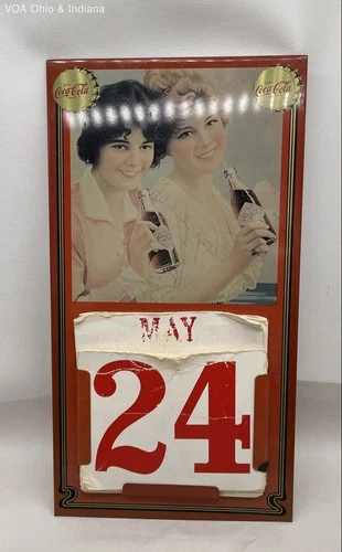 Vintage Coca-Cola Advertising Calendar Metal Sign Women Drinking Coke