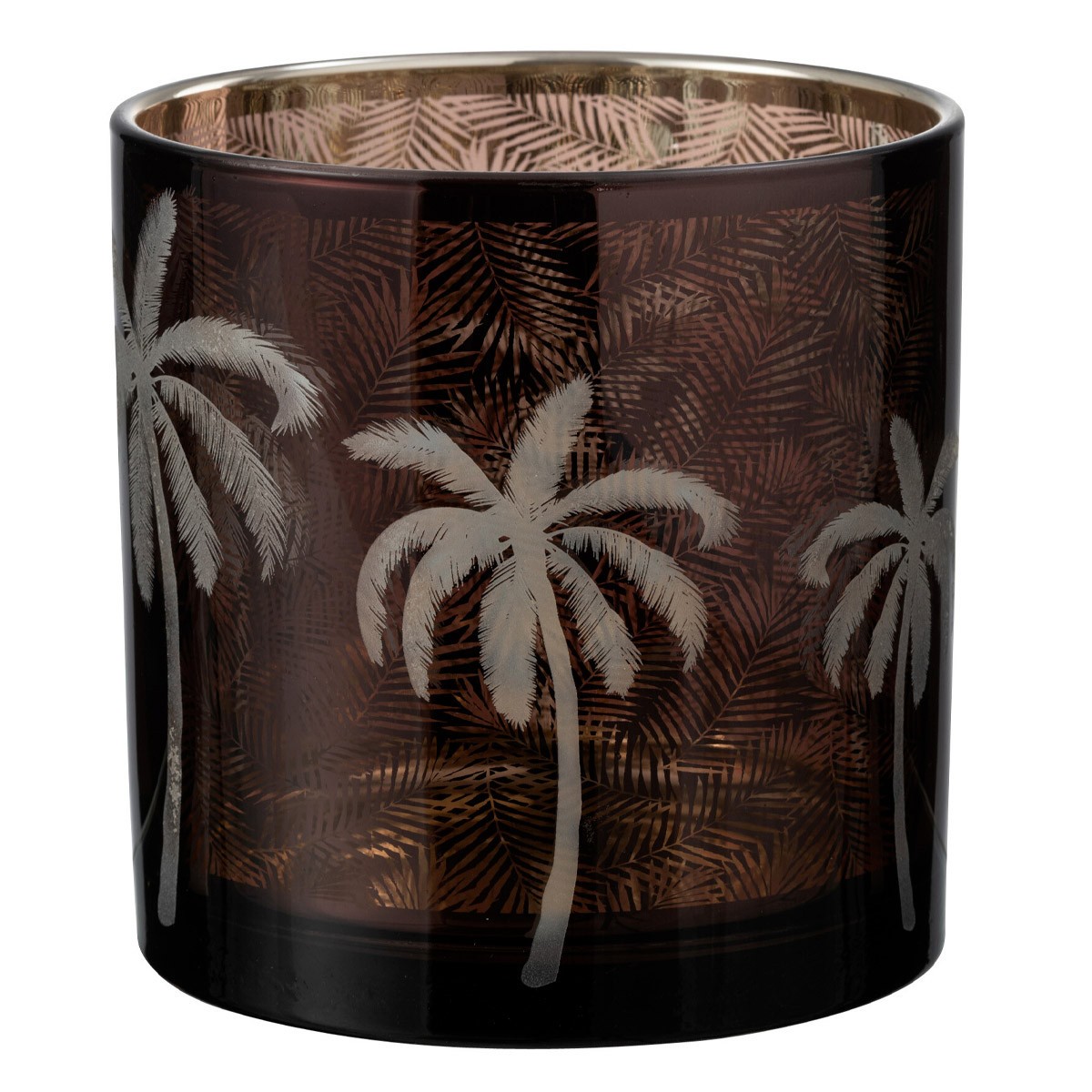Photophore feuilles palmier marron 15cm pour tamiser une lumière trop agressive