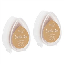 Craft Ink Pads for Stamp, 2 Pcs Washable Finger Ink Pad Rainbow, Flash Gold