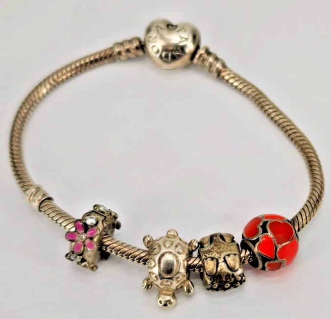 schönes Armband m Charms org. Pandora 925 Sterling Silber Schmuck Kinderarmband