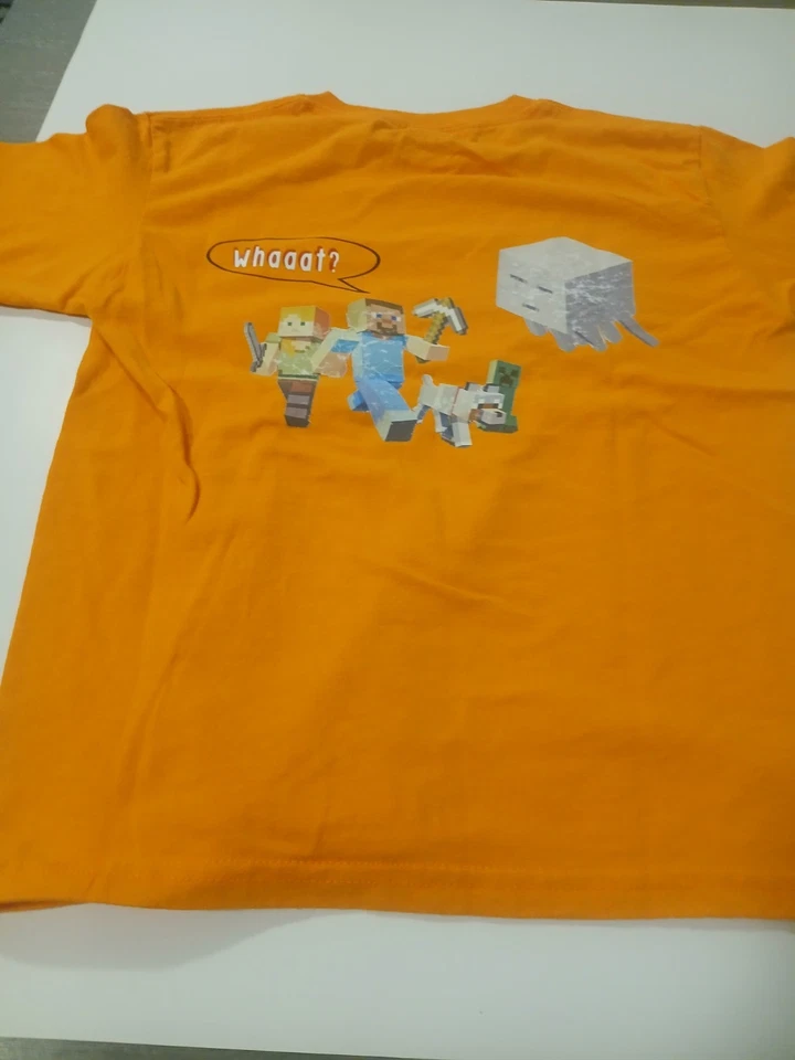 Camiseta naranja para niños tema Minecraft segundo grado nivel desbloqueada. Talla pequeña Foto 3 de 3
