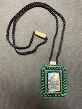 Religious/Scapular Escapulario San Judas-Negro y Verde Vaqueta Cowhide