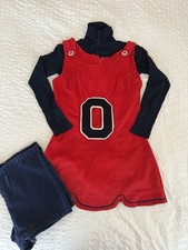 Woman’s Vintage Red And Navy Blue Corduroy Cheerleading Outfit Set