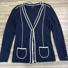 Tommy Hilfiger Women  s Blue Cardigan 100 Pima Cotton Size M - AG551