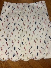 Talbots skirt cotton blend tropical bird animal scalloped 2