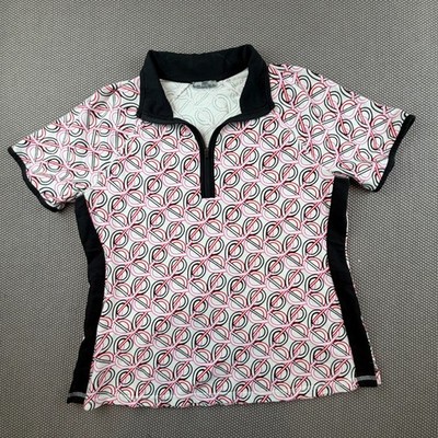 T By Talbots Women's Polo Interlacing Loops UPF 50+ Pique Half-Zip Large - EUC
