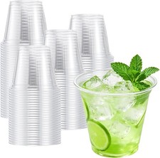 9 oz Clear Plastic Cups 50 Pack, Sturdy Food Safe Disposable Cups for Cold or