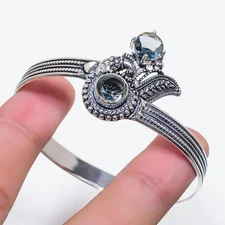 Gray Alexandrite Gemstone Handmade 925 Sterling silver Cuff Bracelet Adjustable