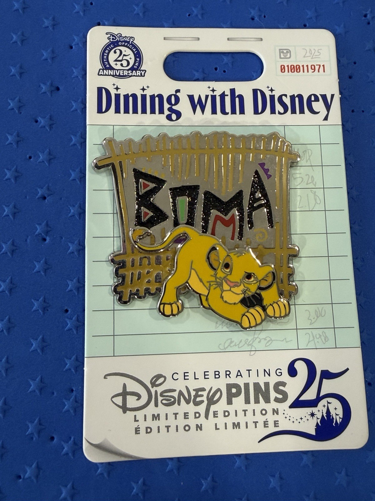 2025 WDW Dining with Disney 10/12 Boma Animal Kingdom Lodge Simba LE 2500 Pin