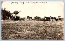 Warren Iowa Haying at Mallory's Harvest Holmes RPPC Postcard Posted 1913 Hampton