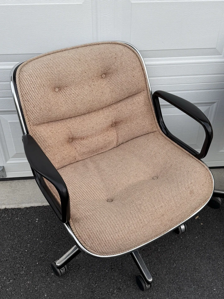 Par de sillas de oficina ejecutivas Knoll Charles Pollock Tweed vintage de 1980 Foto 3 de 4