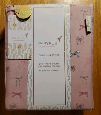 Papyrus Valentine's Day Queen Sheet Set Pink Love In Vogue Bows Cotton Percale