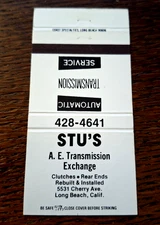 Vintage Matchbook: Stu's A.E. Transmission Exchange, Long Beach, CA