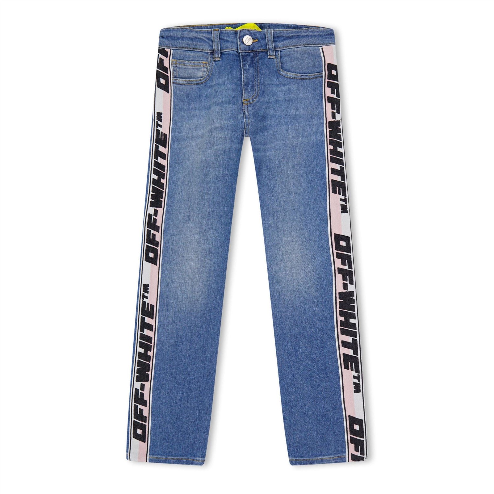 Джинсовые колготки с логотипом Mädchen Off White Junior Band в Блау