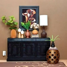 ⬛black CABINET + 6 DOORS console DOLL FURNITURE credenza 1/6 scale for BARBIE