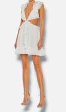 Ieena for Mac Duggal Women's White Ruffled Cut-Out V Neck Mini Dress Size 2