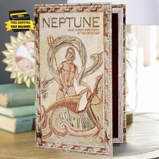 Book Box Decorative Storage Box for Coffee Table Decor, Faux Wood with Magnetic 