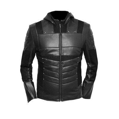 Men's Oliver Queen Arrowverse Inspired Black Christmas Real Leather Jacket