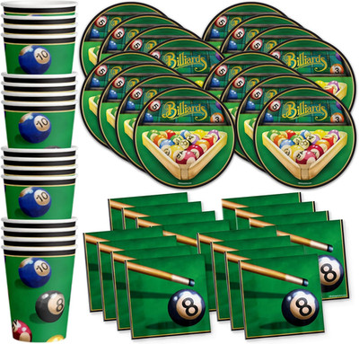 Billiards Party Supplies - Pool Table Plates and Napkins - Adult Birthday Suppli