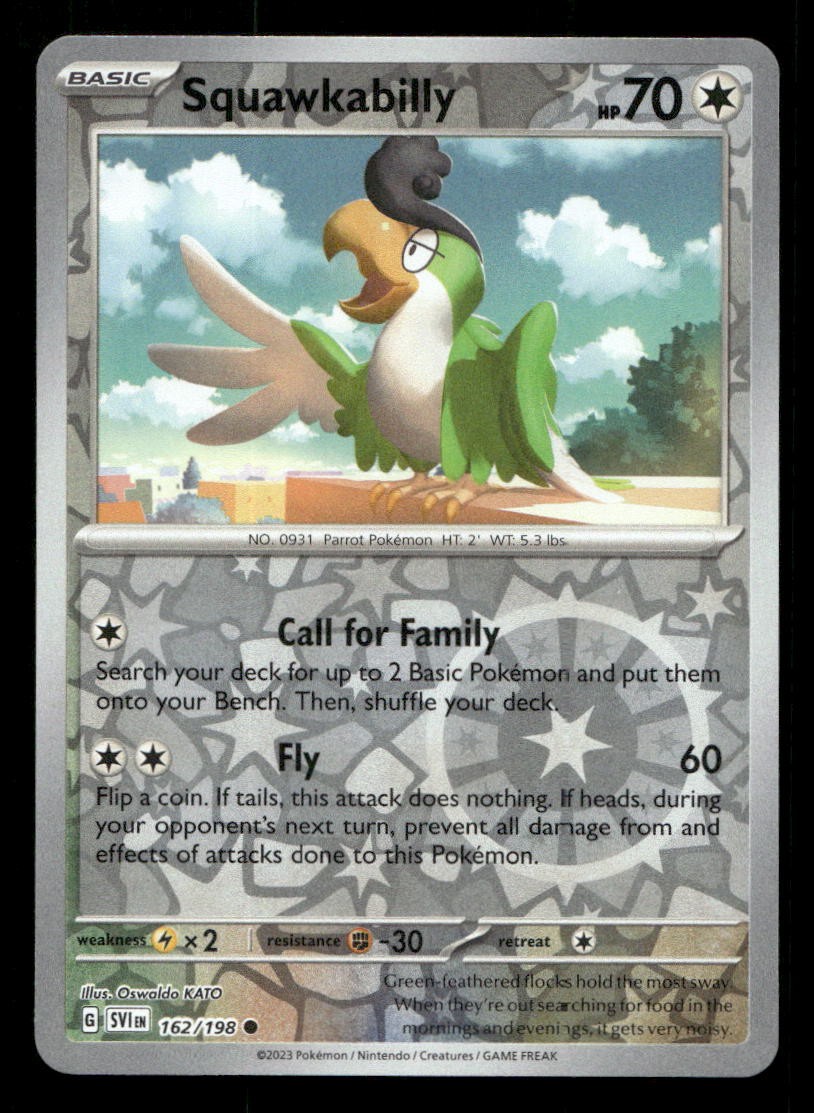 Squawkabilly 162/198 Scarlet & Violet Reverse Holo NM/M Pokemon