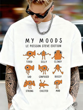 Image of Mens Le Poisson Steve Funny Fish Meme T Shirt My Moods Emotion Gift Tee Top Mens