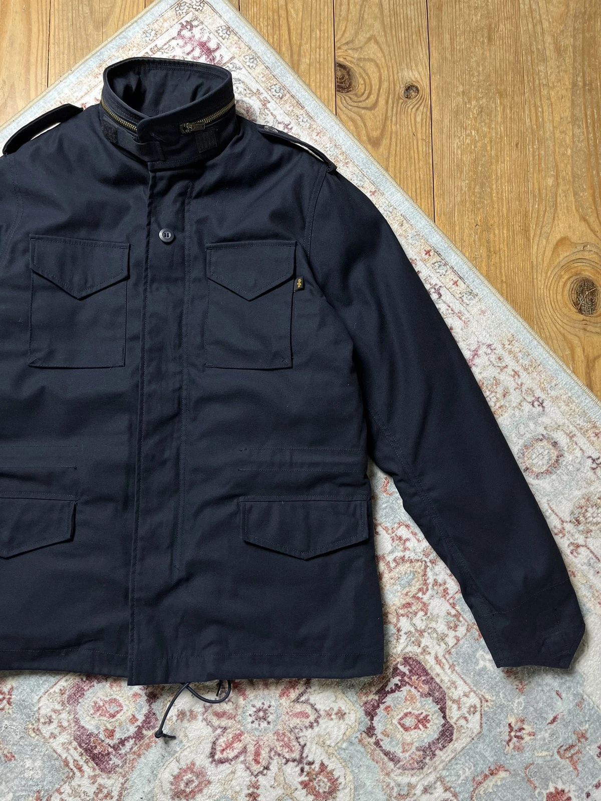 Alpha Industries M-65 Field Jacket Mens M Navy Blue Orange Quilted Liner Hood - product detail image 3