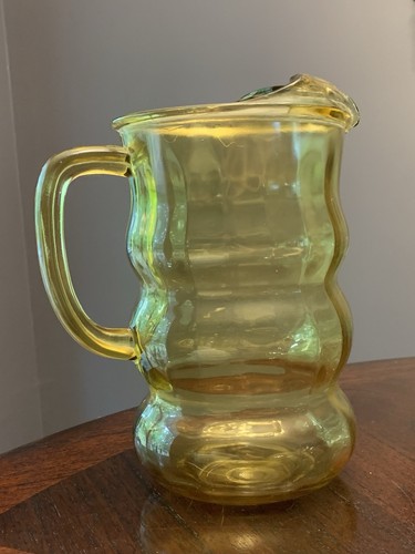 Federal Glass Lido Golden Glow 56 Oz Pitcher Vintage 12" Optic Facet Mid Century