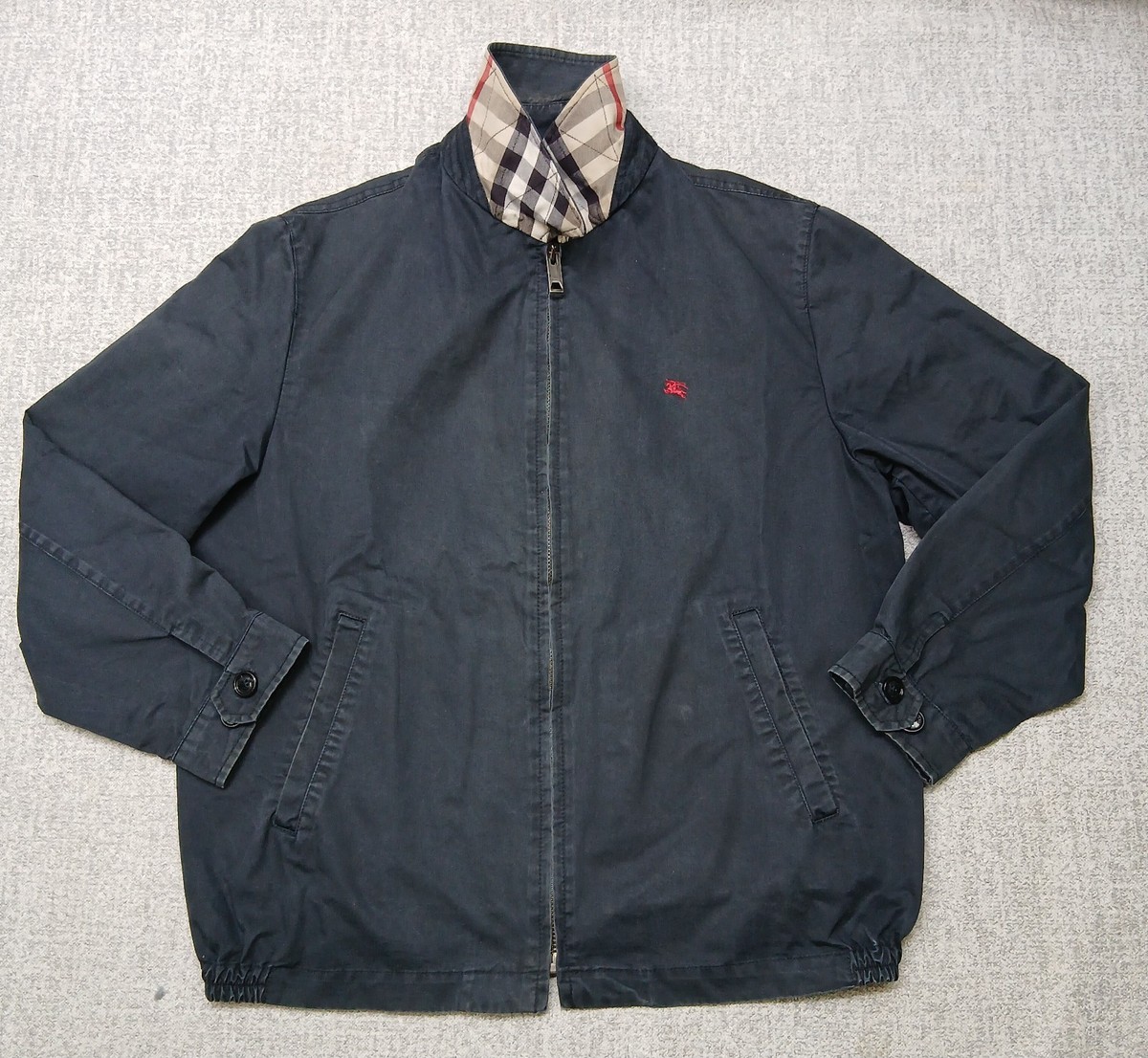 Burberry London Men's Casual Blue Bomber Jacket 100% Cotton Nova