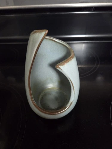 Vintage Frankoma Pottery Green Brown Votive Candle Holder 302