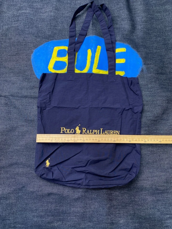Bolso de Mano Ralph Lauren Azul Marino Polo Amarillo Bordado Shopper Eco Reutilizable Foto 2 de 4
