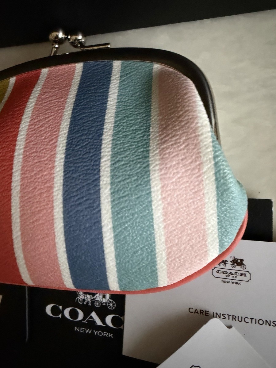 NWT COACH PEYTON MULTICOLOR STRIPE KISSLOCK COIN PURSE 60274 | eBay