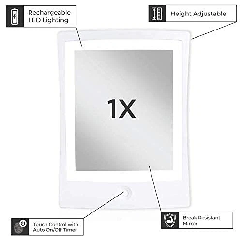 Espejo de Afeitar Ducha Zadro Recargable Iluminado LED Sin Niebla, Blanco, 1 Unidad... Foto 2 de 4