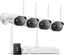 ZOSI 8CH 4K NVR 2K Wi-Fi 6 Security Wifi Camera System Metal Outdoor 64GB Card