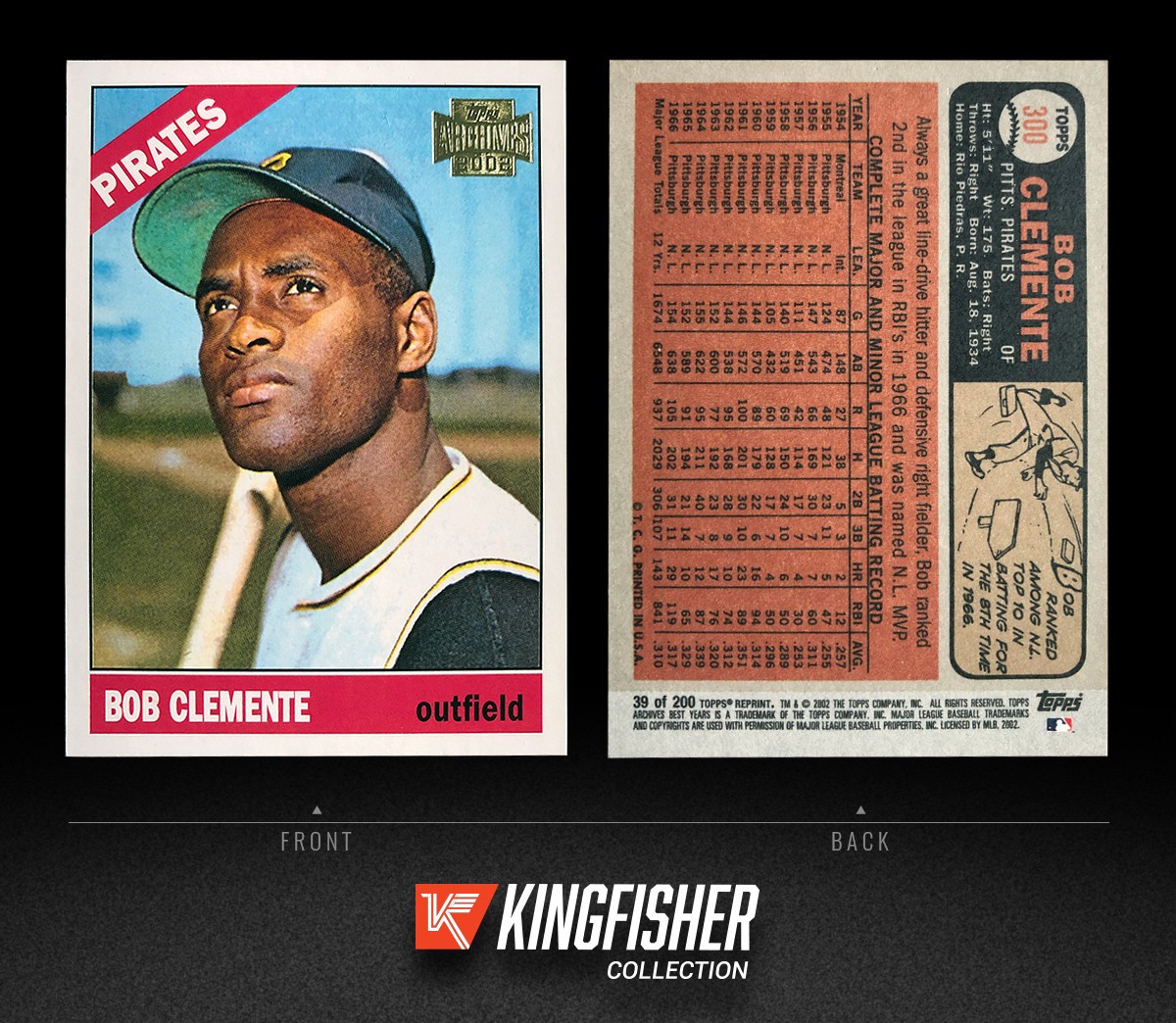 2002 Topps Archives Bob Clemente 1967 topps Reprint #39 Pittsburgh Pirates