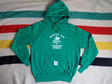 VTG 70s Kelly Green Raglan USA Made Catholic School Pullover Hoodie Sweatshirt L