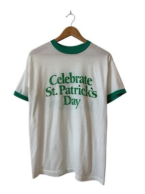 Vintage Jameson Whiskey St Patrick s Day Ringer T Shirt Men s Medium White 80 s