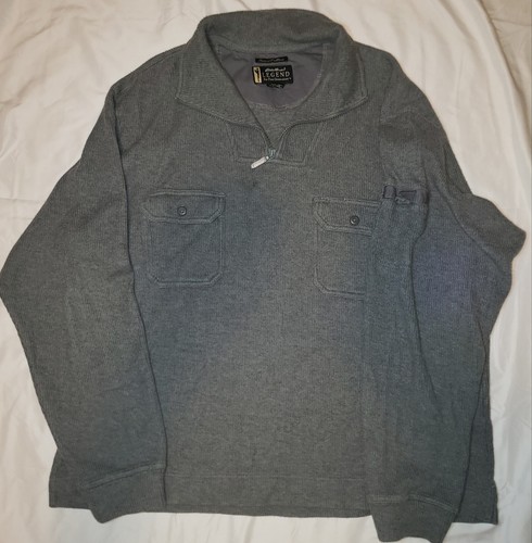 Eedie Bauer Legend Mens L Summit Pullover Sweatshirt 1/4 Zip Grey Mock Neck - Picture 3 of 6