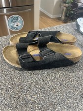 Birkenstock Arizona Buttery Soft Black Suede Leather Footbed Women  s 8 Men  s 7
