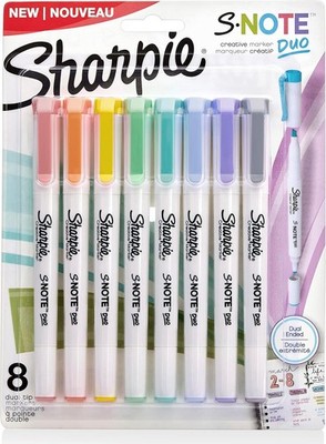 S-Note Duo Dual-Ended Creative Highlighters 8/Pkg-Assorted Colors -2154173