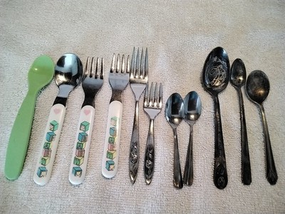 Vintage Lot Of Kids Child Spoons And Forks
