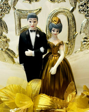 Vtg 50th Golden Wedding Anniversary Cake Topper 7.5' Wilton 203-7330 Hong Kong