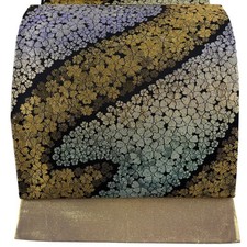 JAPANESE KIMONO BELT FUKURO OBI GOLD ROKUTSU-GARA PURE SILK D2299