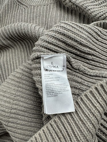 AllSaints Ria Jumper Large Knited Beige Cotton Sweatshirt Sweater Pullover - Picture 12 of 13