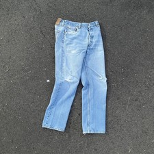 Vintage Levi s 501 Made in USA Light Wash Distressed Straight Leg Jeans