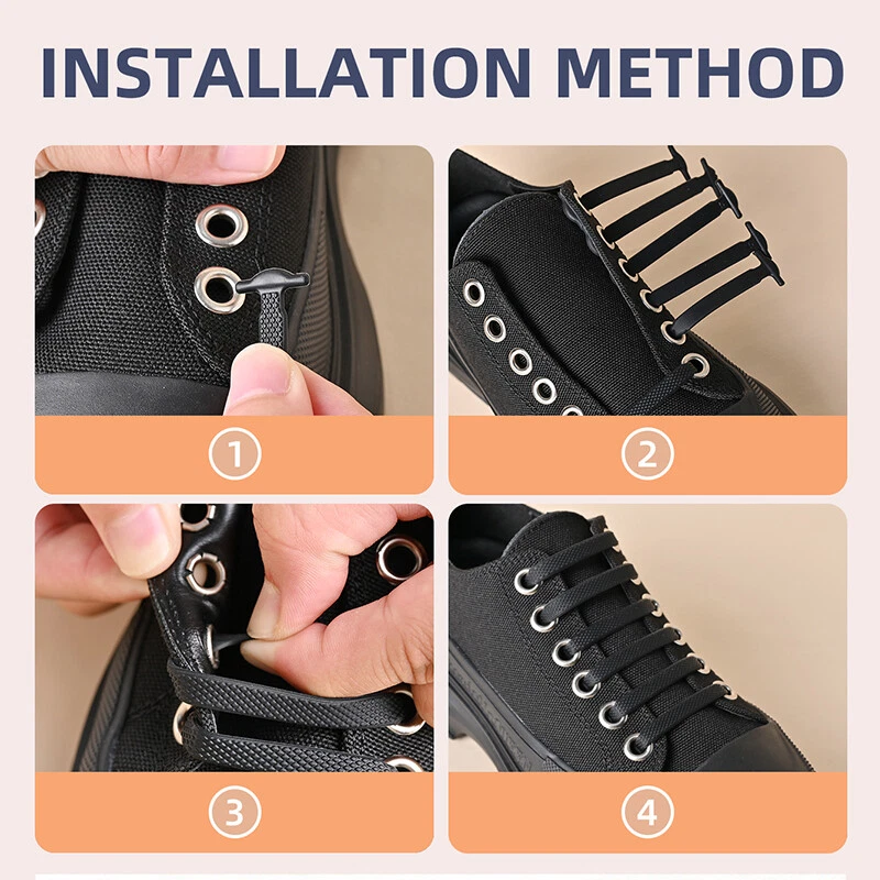 16pcs/lot Elastic Lacing System Laceless Slip On No Tie Shoe