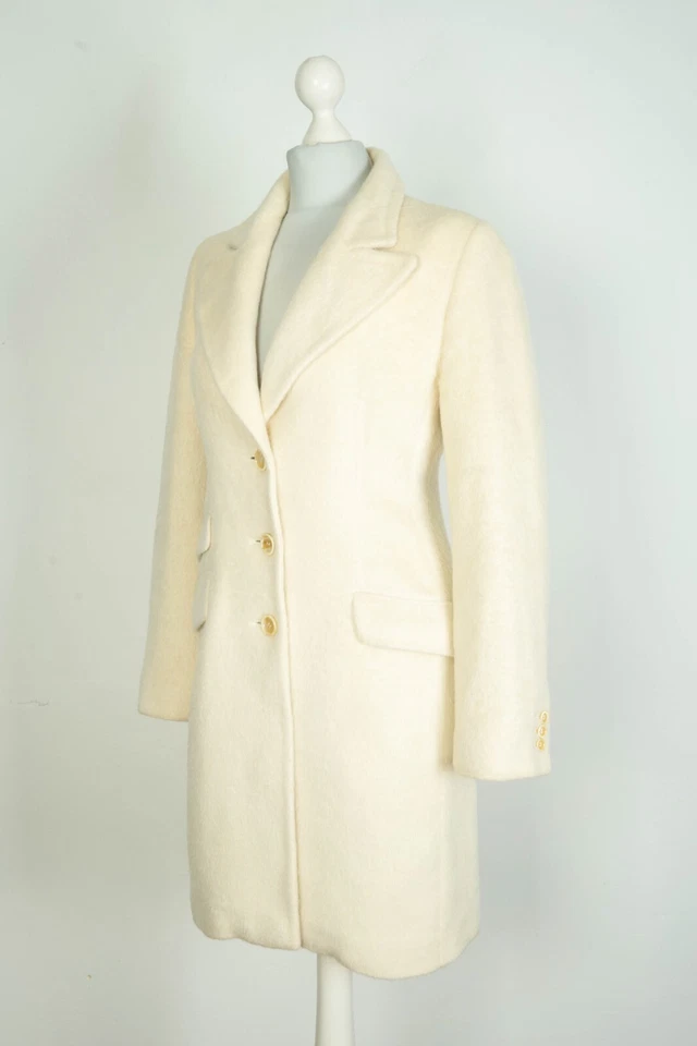 Gabardina Max Mara de lana de alpaca blanca/crema para dama talla S EE. UU. 6 GB 8 Foto 4 de 4